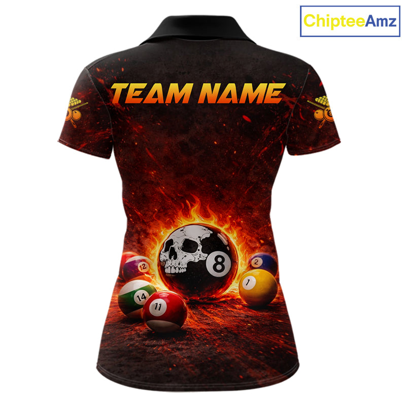 Fire Flame Grunge Pool Ball 3D Billiard Shirt For Women Personalized Skull 8 Ball Billiard Gifts NYN2568