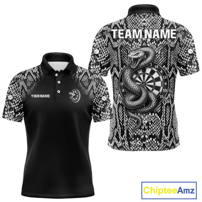 Grey Snake & Reptile Skin With Striking Dartboard Darts Shirt For Men - Custom Team Name NYN0374