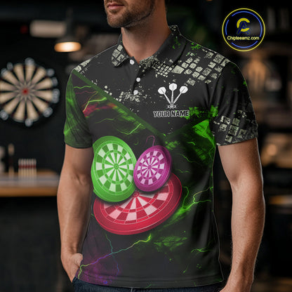 Colorful Thunder Dartboards Grunge Men's Darts Shirt - Custom Name & Team Jersey | Opt2 NYN0635