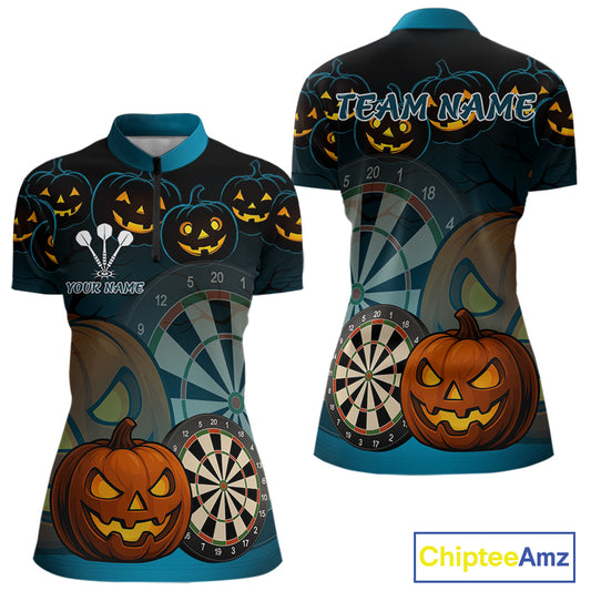 Custom Halloween Funny Darts 1/4-Zip Jerseys For Women, Darts Team Shirt NYN0832