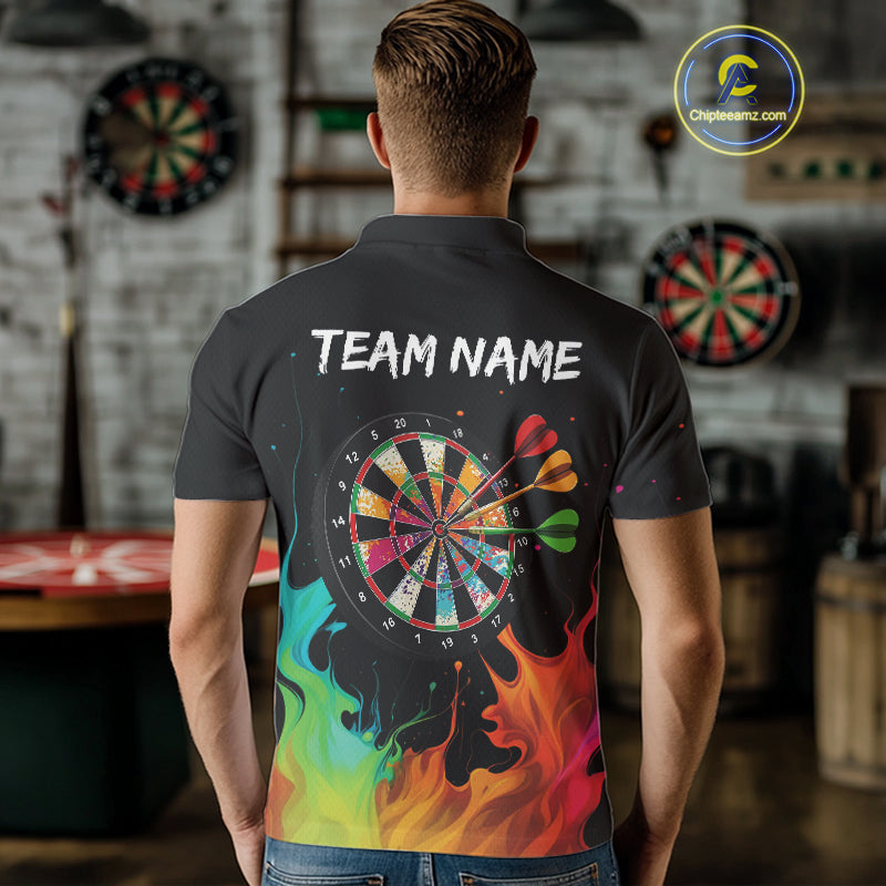 Custom Splatter Dartboard 3D Funny Dart Polo Shirt For Men Colorful Dart Team Jerseys NYN1526