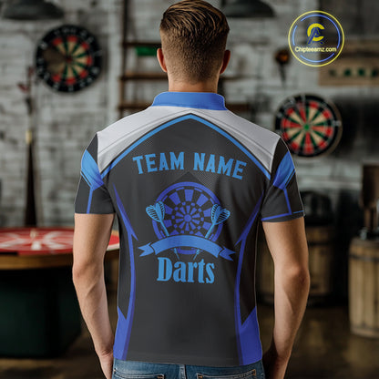 Custom Black Blue Bass Funny Dart Polo Shirt For Men Dart Team Sport Jerseys NYN1528