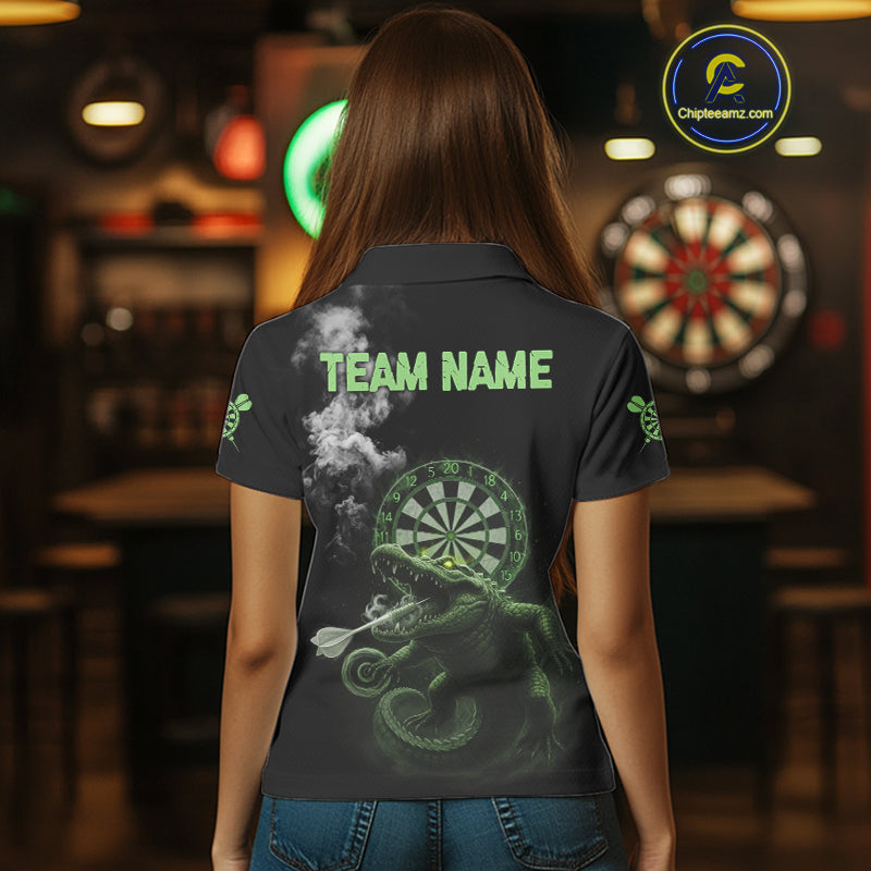 Black And Green Crocodile Grey Smoke Custom Dart Men Polo Shirt Funny Dart Jerseys NYN1790