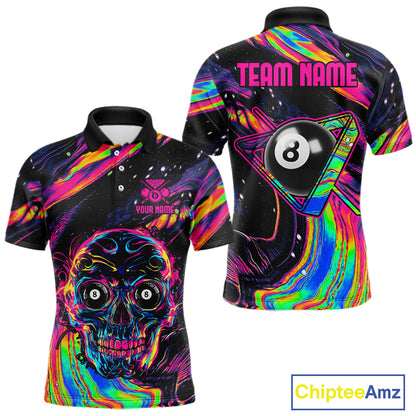 Holographic Skull 8 Ball Billiard Shirts For Men Custom Colorful Billiard Team Jerseys NYN2295