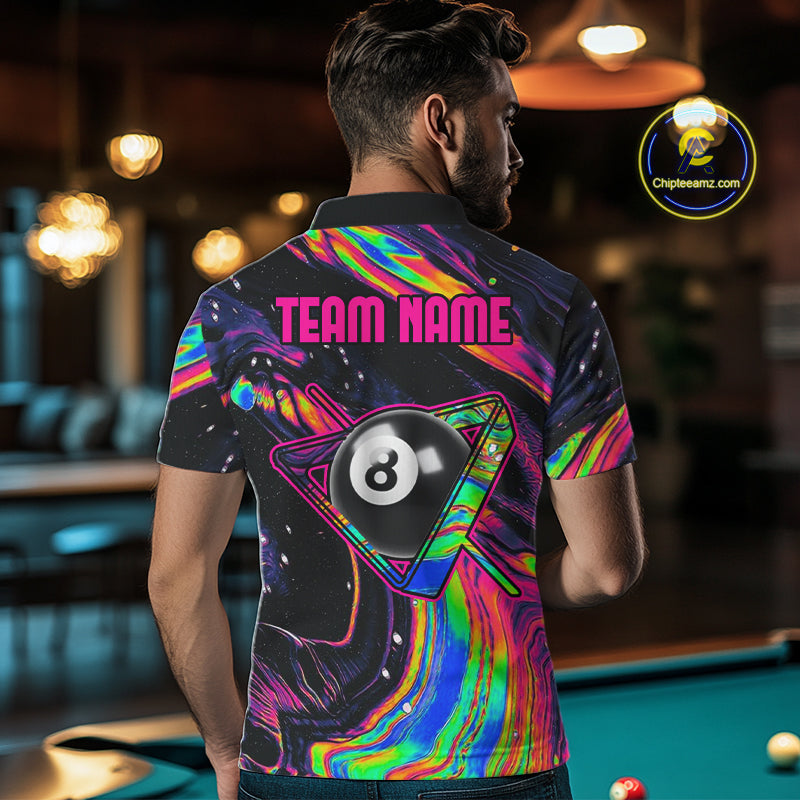 Holographic Skull 8 Ball Billiard Shirts For Men Custom Colorful Billiard Team Jerseys NYN2295