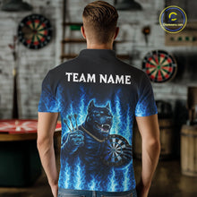 Load image into Gallery viewer, Personalized Blue Flames Bulldog Dartboard Men Darts Polo Shirt Custom Funny Darts Jerseys NYN2581