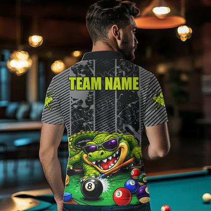 Personalized Funny Crocodile Plays Billiard Pool Shirt Custom 8 Ball Billiard Team Attire For Men NYN2953
