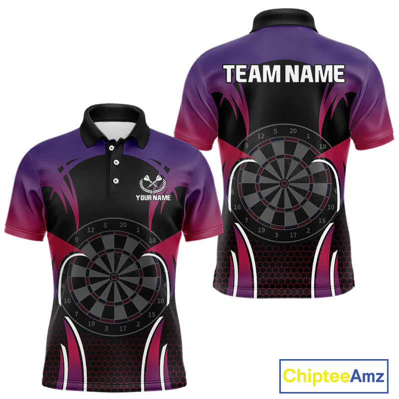 Colorful Gradient Dartboard Halftone Pattern Darts Shirt For Men - Custom Name NYN0384