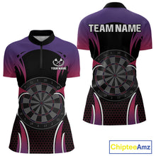 Load image into Gallery viewer, Colorful Gradient Dartboard Halftone Pattern Darts Shirt For Women - Custom Name NYN0384