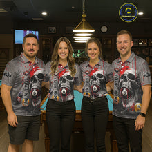 Load image into Gallery viewer, Grunge Skull Billiard Pool Shirts For Women Custom Red Dripping Ball 8 Billiard Team Jerseys NYN2301