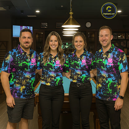 Funny 8 Ball Pool Colorful Paint Splash Custom Name Billiard Shirt For Men Billiard Team Jersey NYN2302