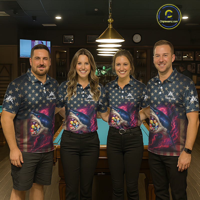 Funny Shark Colorful Billiard Balls Shirts For Men Custom Ball 8 Billiard League Jerseys NYN2305