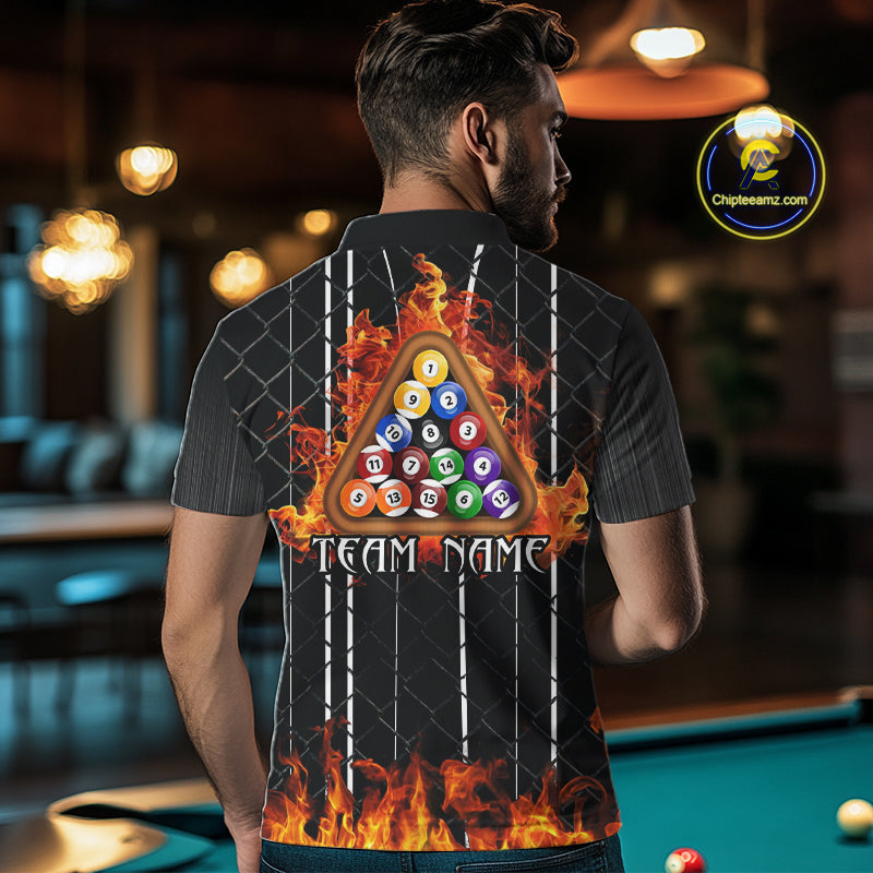 Red Flaming 8 Ball Billiard League Shirts For Men Custom Funny Bear Billiard Team Jerseys NYN2307