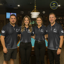 Load image into Gallery viewer, Black 8 Ball Pool Billiard Polo &amp; Quarter-Zip Shirt For Men Personalized Ball Billiard Team Attire NYN2746