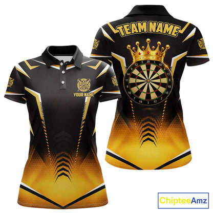 Personalized Yellow Dartboard Crown Darts Polo & 1/4-Zip Shirt For Women Dart Team Dart Jerseys NYN2956