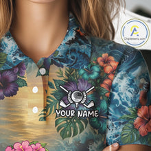 Load image into Gallery viewer, Womens Flamingo Golf Clothing Waving Tropical Golf Shirt Custom Floral Golf Polo, Best Golf Gifts NYN2959