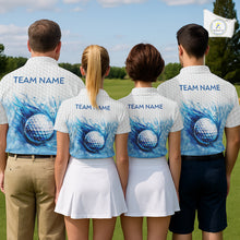 Load image into Gallery viewer, Custom Mens Golf Polo Shirts, Blue Splatter Golf Ball White Men Golf Polo Shirt, Best Golf Shirts NYN2961