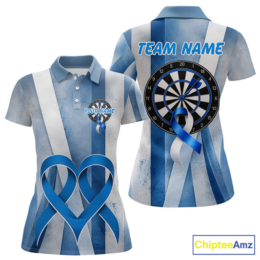White and blue grunge ribbon dartboard shirt for women prostate cancer jersey