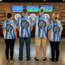 Load image into Gallery viewer, White &amp; Blue Grunge Ribbon Dartboard Dart Shirt For Women Custom Prostate Cancer Dart Team Jerseys NYN3352