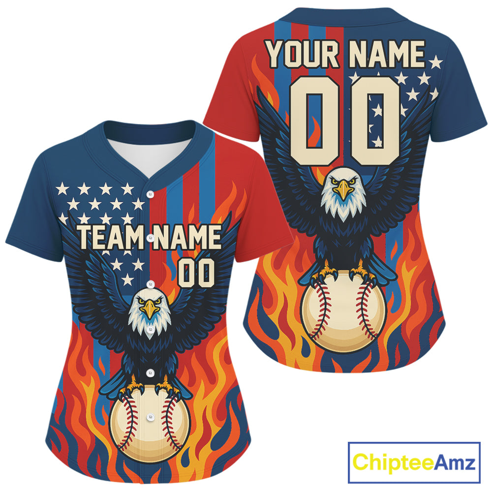 Women's Patriotic Baseball Jersey Custom US Flag Baseball Jersey For Newborns Personalized NYN1261
