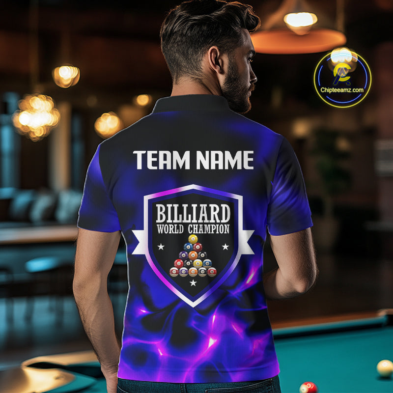 Personalized Blue Holographic Billiard Ball Shirt For Men Pool 8 Ball Billiard Team Jersey NYN2312