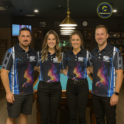 Colorful Paint Ball 8 Billiard Jerseys For Men Custom Blue Billiard Balls Pool Jersey NYN2317