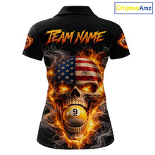 Load image into Gallery viewer, Skull Flaming Pool 8 Ball &amp; 9 Ball Billiard Shirt For Women Personalized 3D Ball Billiard Attire NYN2586