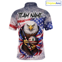 Load image into Gallery viewer, US Flag Grunge Eagle Pool 8 Ball &amp; Cue Billiard Shirt For Men Custom Patriotic Billiard Attire NYN2588
