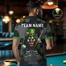 Load image into Gallery viewer, Green Grey Shamrock Funny 8 Ball Pool Men Billiard Shirt Custom St Patrick's Day Billiard Team Jerseys NYN2749