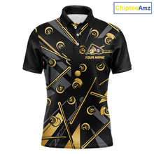 Load image into Gallery viewer, Black &amp; Gold Yin And Yang 8 Ball &amp; 9 Ball Pool Billiard Jerseys For Men Custom Billiard Team Shirt NYN2753