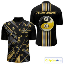 Load image into Gallery viewer, Black &amp; Gold Yin And Yang 8 Ball &amp; 9 Ball Pool Billiard Jerseys For Men Custom Billiard Team Shirt NYN2753