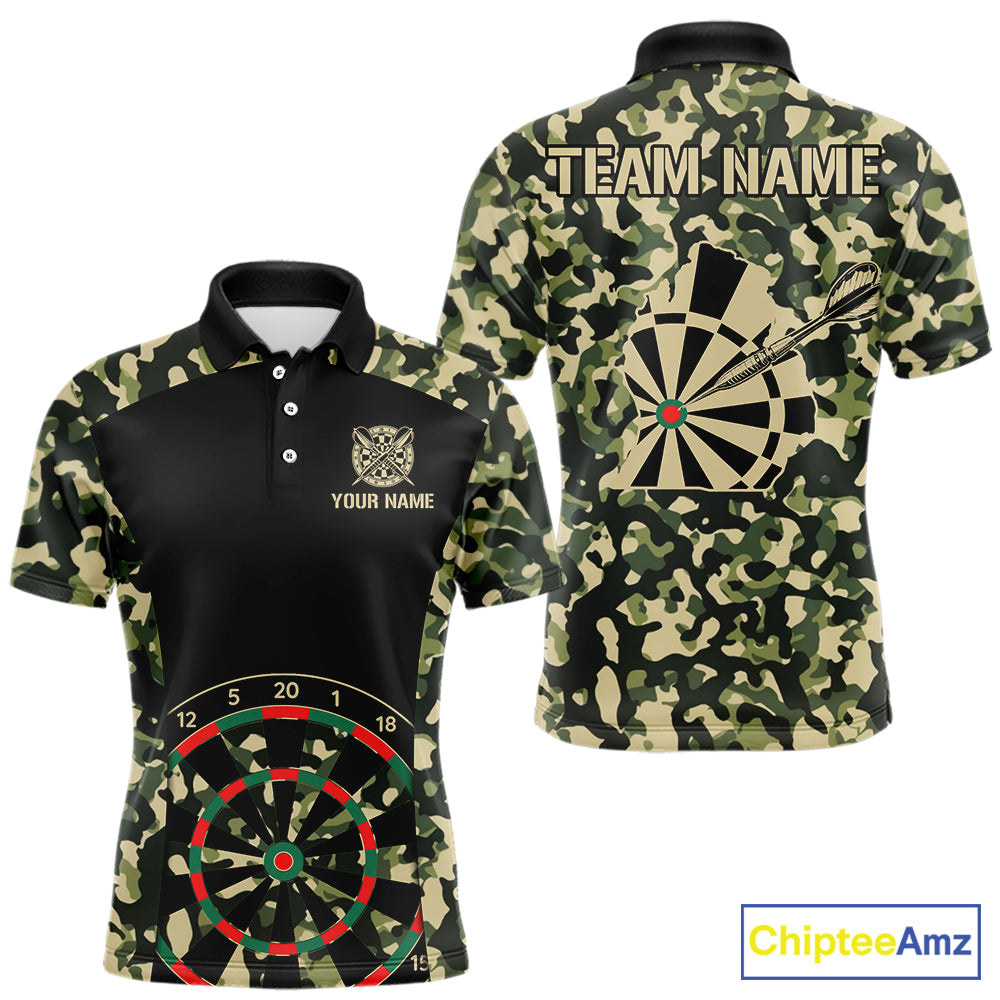 Custom Camouflage Pattern Dartboard Darts Polo Shirts For Men Outfits Darts Jerseys NYN2754