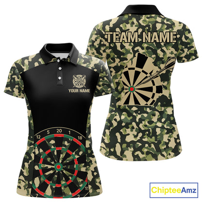 Custom Camouflage Pattern Dartboard Darts Polo Shirts For Women Outfits Darts Jerseys NYN2754