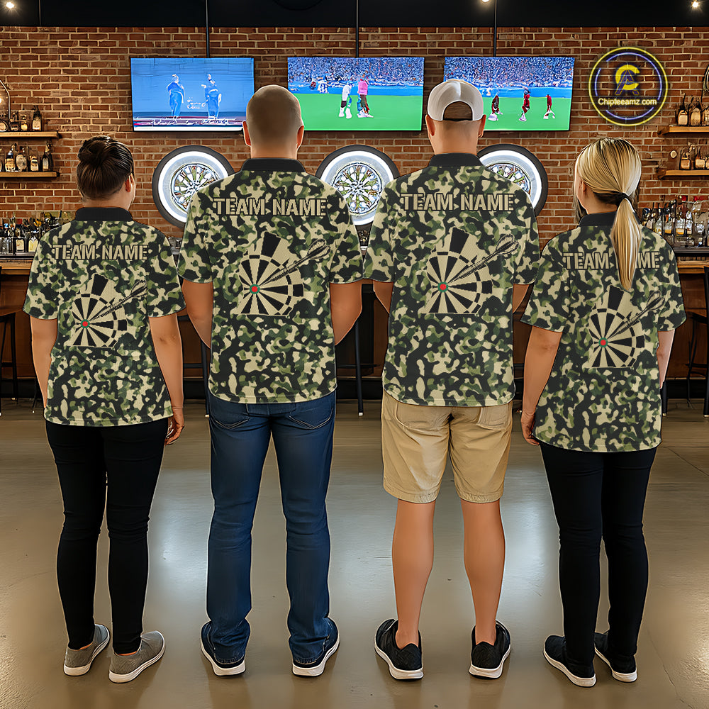 Custom Camouflage Pattern Dartboard Darts Polo Shirts For Men Outfits Darts Jerseys NYN2754