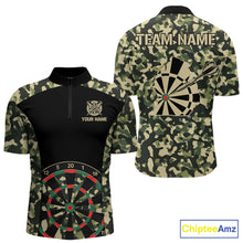 Load image into Gallery viewer, Custom Camouflage Pattern Dartboard Darts Quarter-Zip Shirts For Men Outfits Darts Jerseys NYN2754