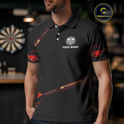 Custom Black And Red Dart Arrow Skull Dart Shirts For Men Outfits Dart Team Jerseys NYN0045