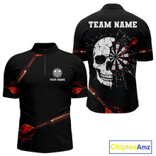 Load image into Gallery viewer, Custom Black And Red Dart Arrow Skull Dart Shirts For Men Outfits Dart Team Jerseys NYN0045