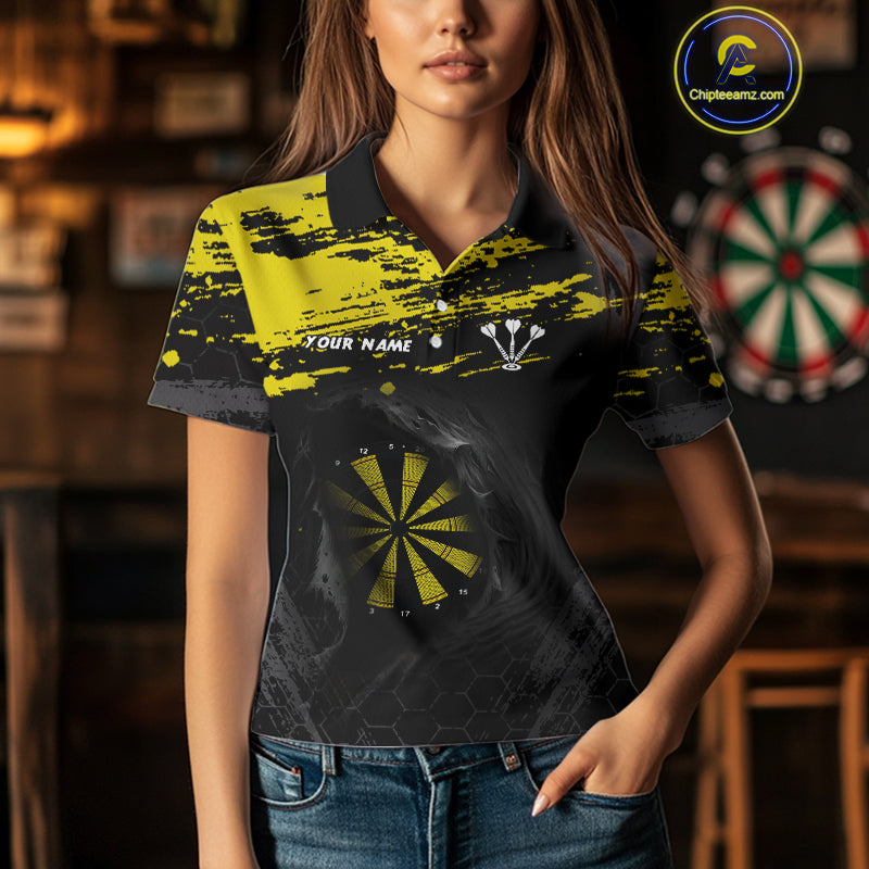Custom Black And Yellow Dartboards Hexagon Dart Shirts For Women Outfits Grunge Dart Jerseys NYN0049