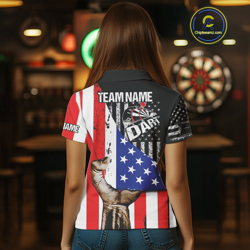 Multi-Color American Flag Dart Boards Dart Shirts For Women, Custom Dart Jerseys NYN0051