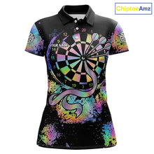 Load image into Gallery viewer, Holographic Splatter Dartboard Women Dart Shirt Custom Name Grunge Ribbon Dart Jersey For Darters NYN2967
