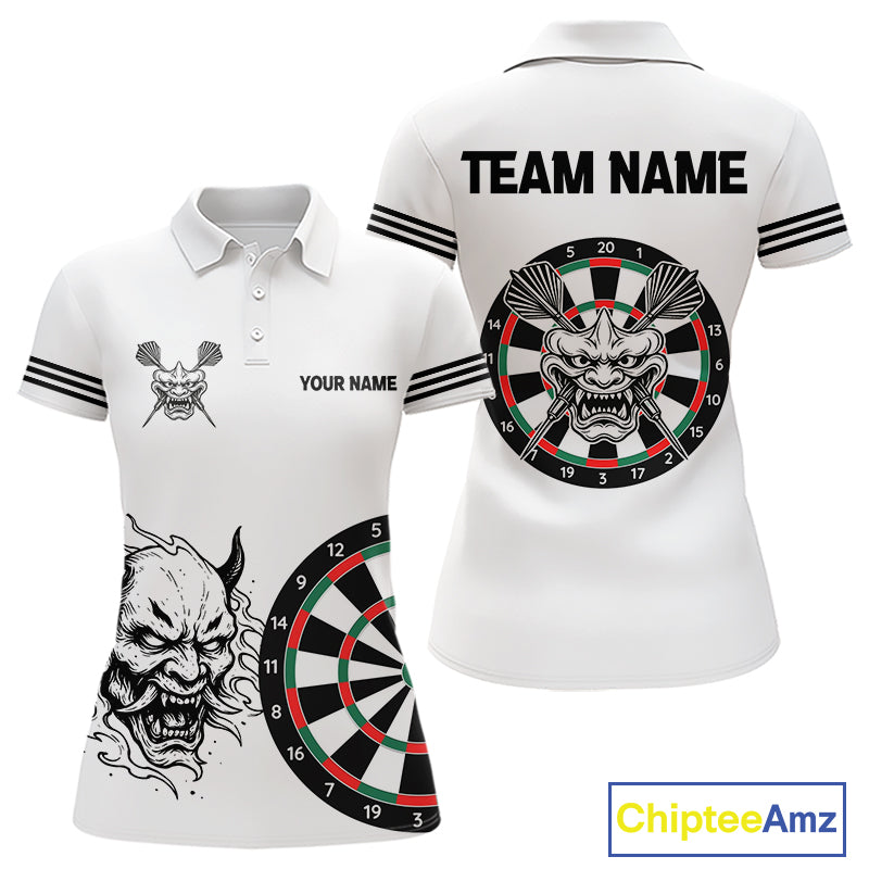 White Demon Head & Darts Arrow Darts Team Shirt For Women - Customizable Name NYN0393