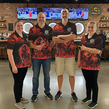 Load image into Gallery viewer, Personalized Women Rhino Dart Polo &amp; Quarter-Zip Shirt Custom Name Team Red Flaming Rhino Dart Jersey NYN3360