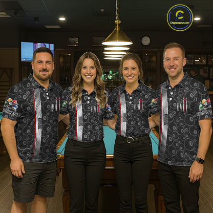 Cross US Flag 8 Ball Women's Billiard Shirts Personalized Patriotic Billiard Team Shirts NYN2322