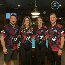 Load image into Gallery viewer, Custom Red Grunge Ball Billiard Shirts For Women Personalized Ball 8 Billiard Attire Gifts NYN2328