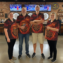 Load image into Gallery viewer, Lion Fire Flame Dartboard &amp; Arrow Men Darts Polo Shirt Personalized Red Grunge Darts Jerseys NYN2599