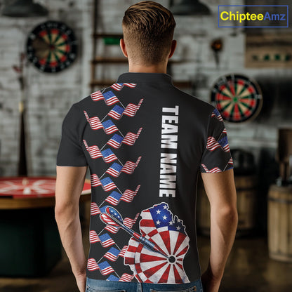 Custom American Flag Pattern Dartboard Darts Polo Shirts For Men Patriotic Darts Team Jerseys NYN2756