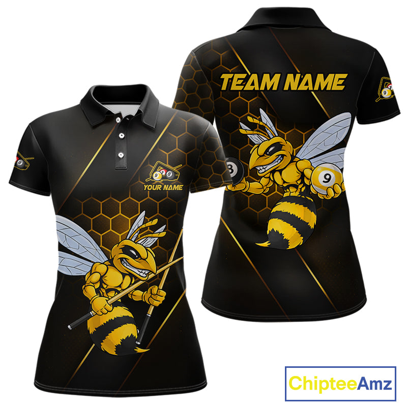 Yellow Hexagon Funny Bee 8 Ball & 9 Ball Pool Billiard Jerseys For Women Custom Billiard Team Appeal NYN2758