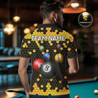 Hexagon Bee 8 Ball Pool Billiard Polo & Quarter-Zip Jerseys For Men Custom Billiard Team Appeal NYN2759