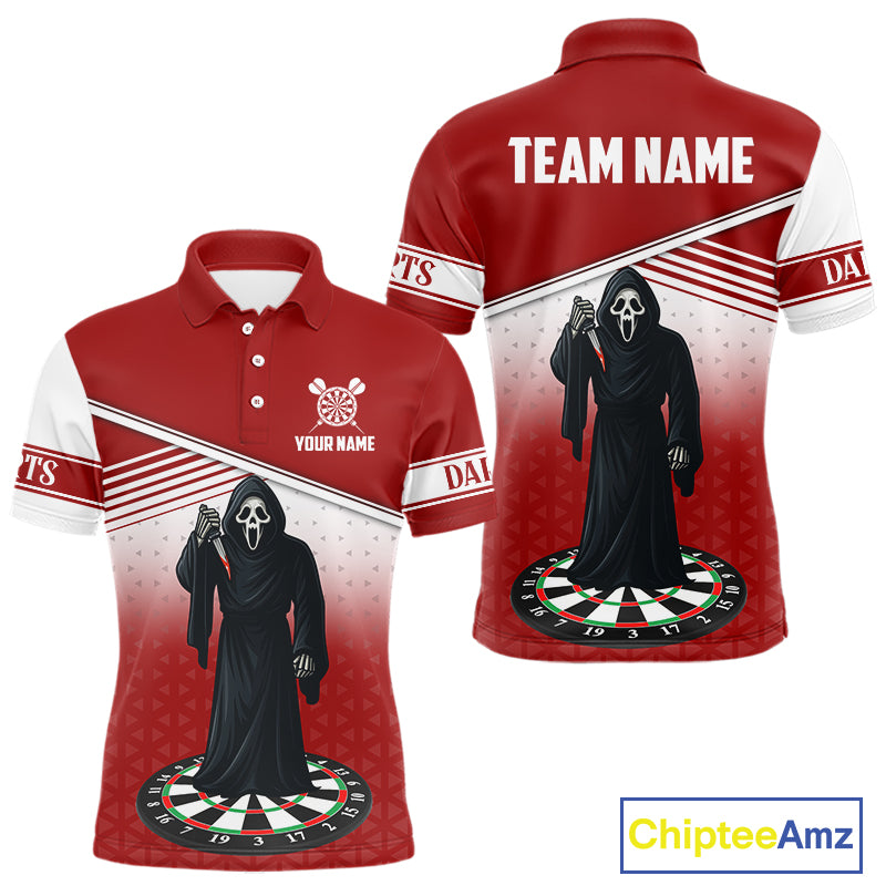 Grim Reaper Dartboard Custom Red Darts Shirt For Men - Personalized Name For Players NYN0674