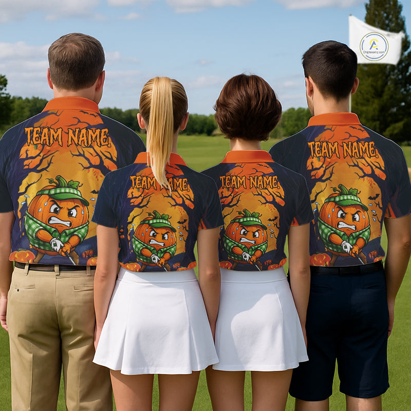 Funny Pumpkin Halloween golf team polo, harvest festival, Thanksgiving golf outing, pumpkin symbolizes abundance, celebration, warmth, seasonal tradition